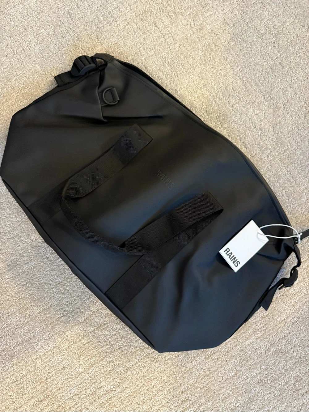 Rains Matte Black Weekend Bag
